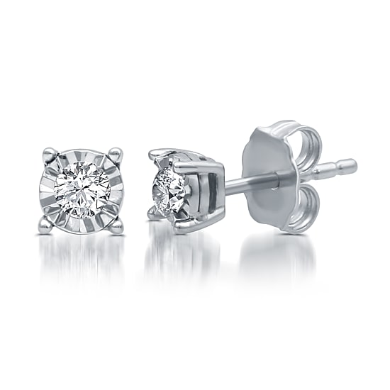 1/6 CT. T.W. Genuine White Diamond 10K Gold Stud Earrings