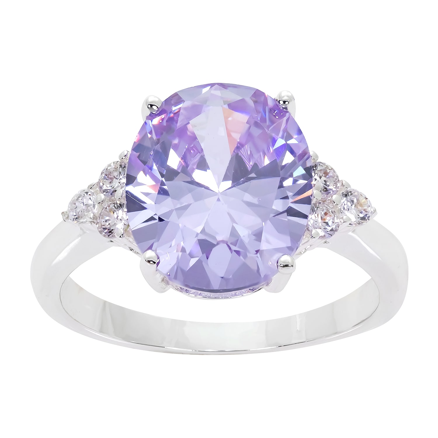Sparkle Allure Womens Cubic Zirconia Pure Silver Over Brass Engagement Ring