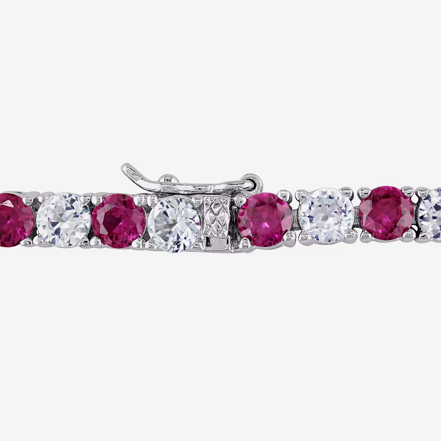 Womens Lab Created Red Ruby Sterling Silver 7.25 Inch Tennis Bracelet