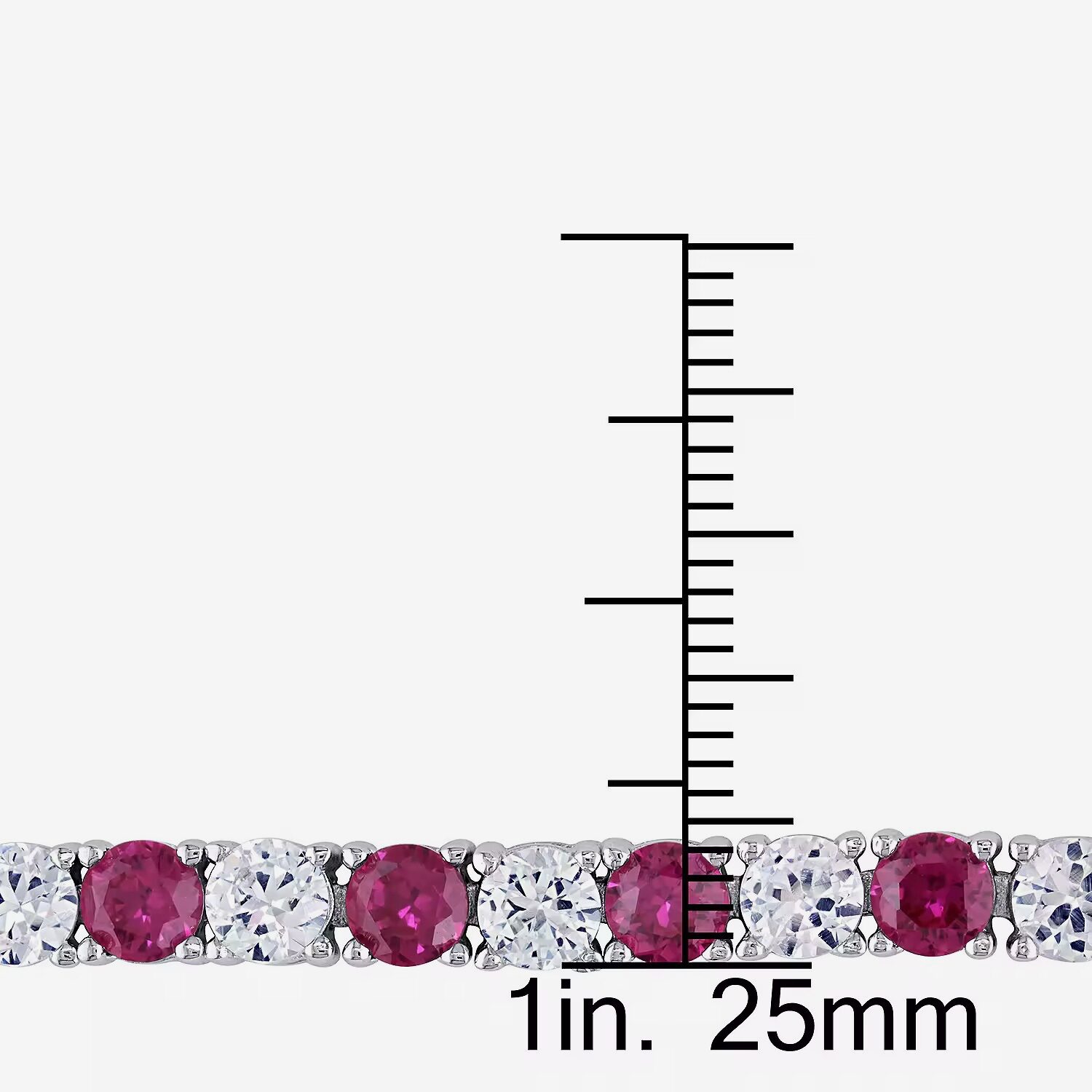 Womens Lab Created Red Ruby Sterling Silver 7.25 Inch Tennis Bracelet