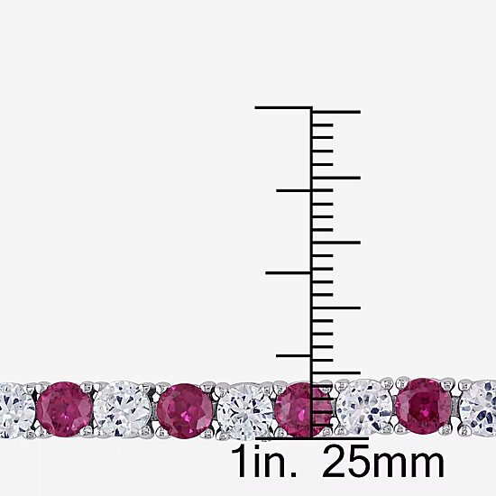 Womens Lab Created Red Ruby Sterling Silver 7.25 Inch Tennis Bracelet