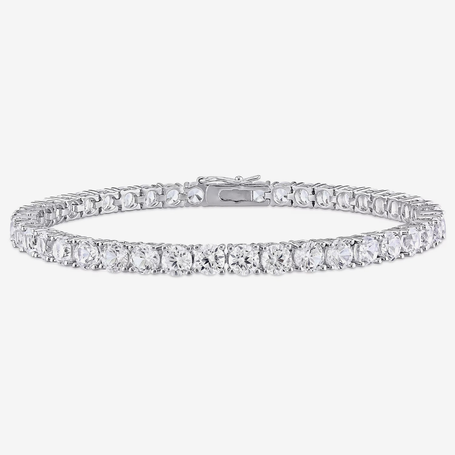 Womens Lab Created White Sapphire Sterling Silver 7.25 Inch Tennis Bracelet