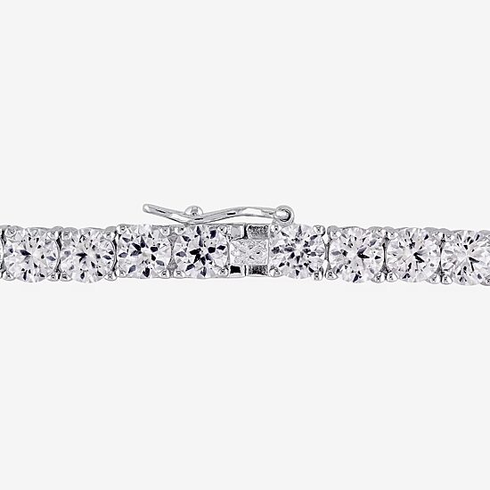 Womens Lab Created White Sapphire Sterling Silver 7.25 Inch Tennis Bracelet