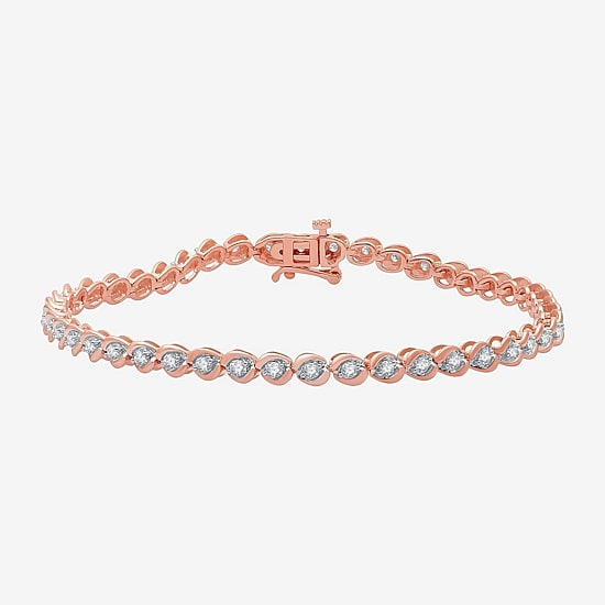 Womens 1 CT. T.W. Natural White Diamond 10K Gold 7.5 Inch Tennis Bracelet