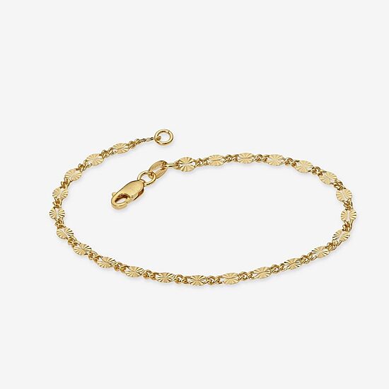 Made in Italy Womens 24K Gold Over Silver Sterling Silver Solid 7.5 Inch Link Bracelet