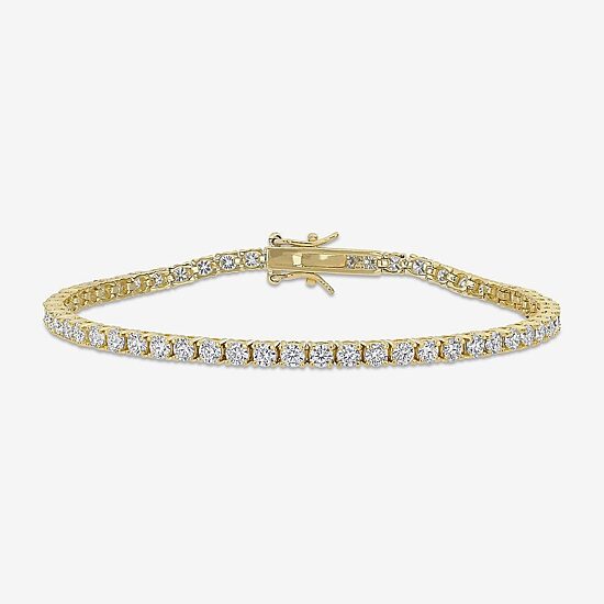 Womens 5 CT. T.W. Lab Created White Moissanite 18K Gold Over Silver Tennis Bracelet