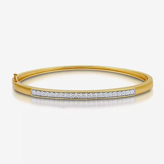 Womens 1/10 CT. T.W. Natural White Diamond 14K Gold Over Silver Bangle Bracelet