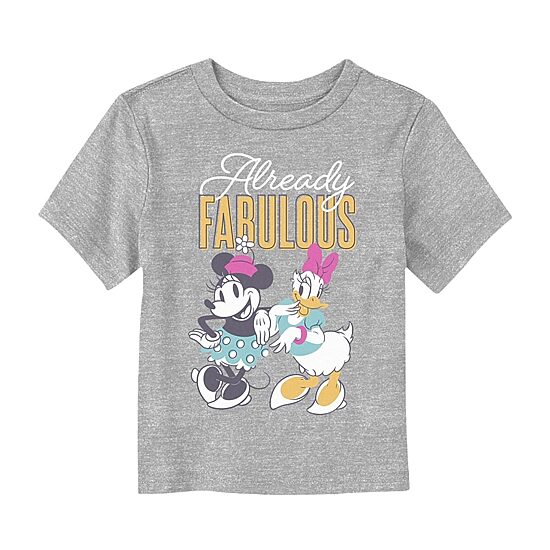 Disney Collection Toddler Girls Crew Neck Short Sleeve Regular Fit Mickey and Friends Minnie Mouse Graphic T-Shirt