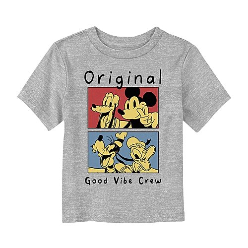 Disney Collection Toddler Unisex Crew Neck Short Sleeve Regular Fit Mickey and Friends Mickey Mouse Graphic T-Shirt, 2t, Gray