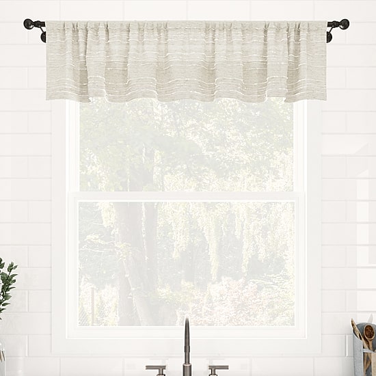 Clean Window Aya Textured Stripe Linen Blend Rod Pocket Tailored Valance