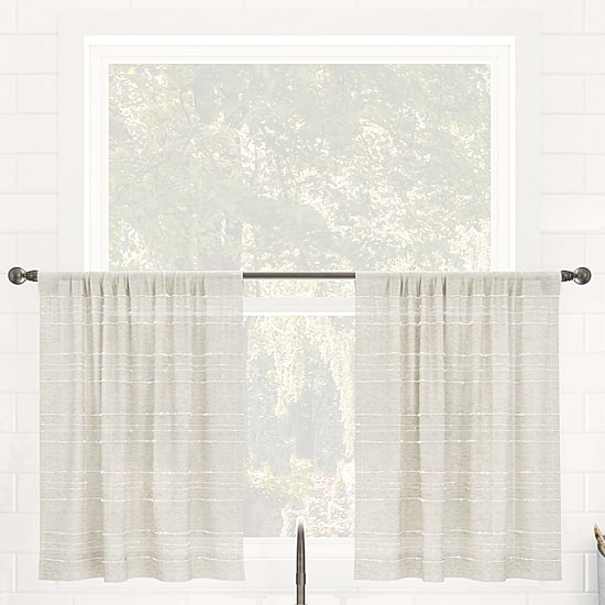Clean Window Aya Textured Stripe Linen Blend 2-pc. Rod Pocket Window Tier