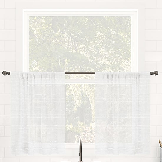 Clean Window Aya Textured Stripe Linen Blend 2-pc. Rod Pocket Window Tier
