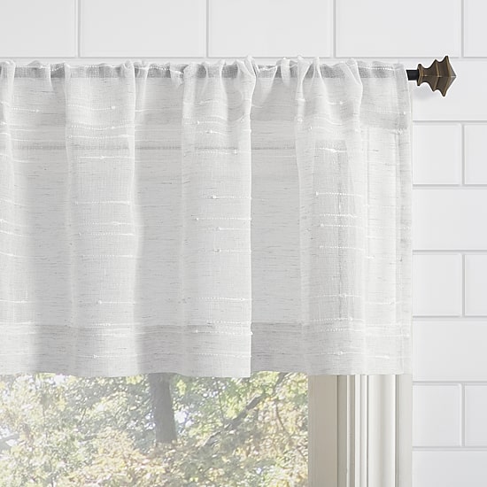 Clean Window Aya Textured Stripe Linen Blend 2-pc. Rod Pocket Window Tier