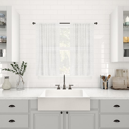 Clean Window Aya Textured Stripe Linen Blend 2-pc. Rod Pocket Window Tier