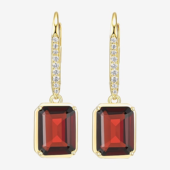 Gemstone 18K Gold Over Silver Drop Earrings