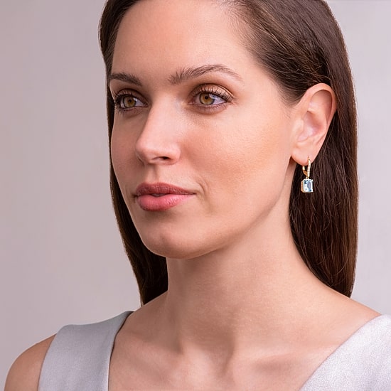 Gemstone 18K Gold Over Silver Drop Earrings