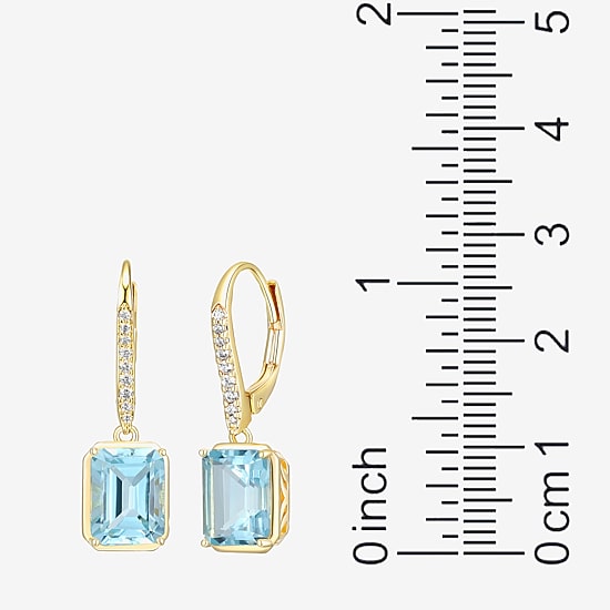 Gemstone 18K Gold Over Silver Drop Earrings