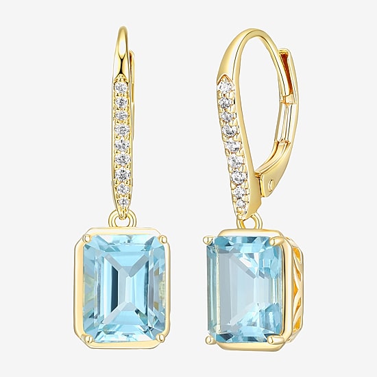 Gemstone 18K Gold Over Silver Drop Earrings