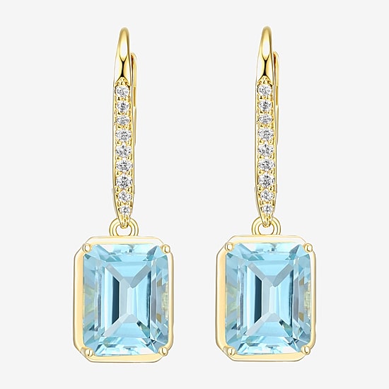 Gemstone 18K Gold Over Silver Drop Earrings