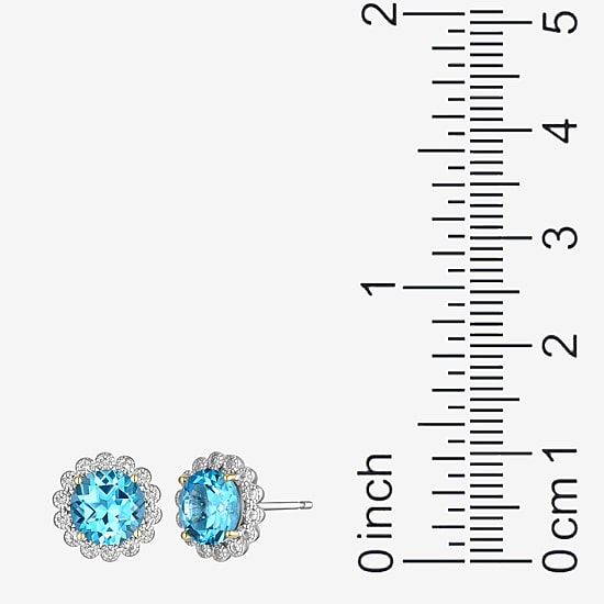 Gemstone Sterling Silver 10.3mm Flower Stud Earrings