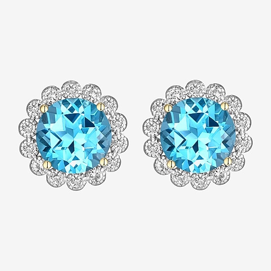 Gemstone Sterling Silver 10.3mm Flower Stud Earrings