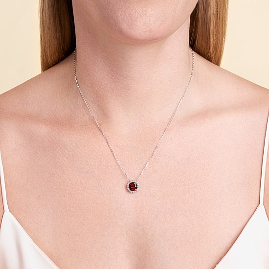 Womens Gemstone Sterling Silver Flower Pendant Necklace