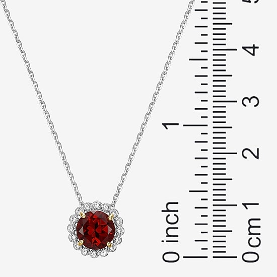 Womens Gemstone Sterling Silver Flower Pendant Necklace