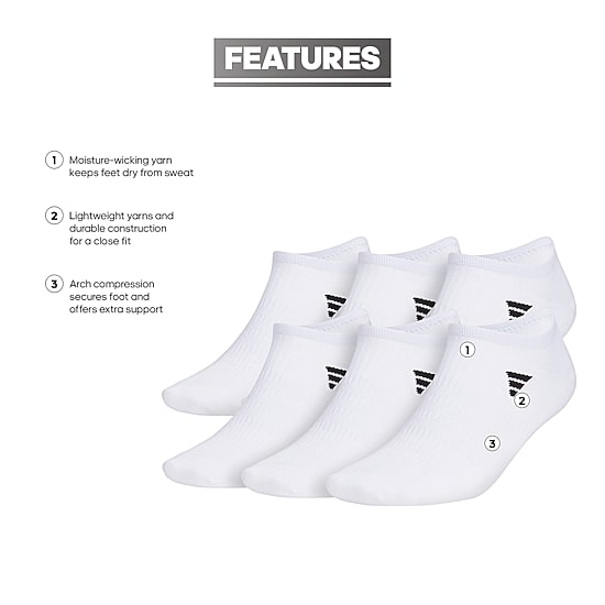 adidas Superlite Mens Multi-Pack 6 Pair No Show Socks
