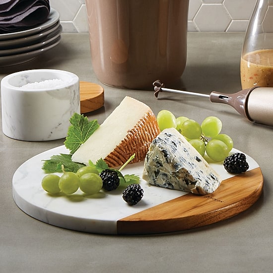 Anolon Marble Teakwood 10" Round Cutting and Serving Board