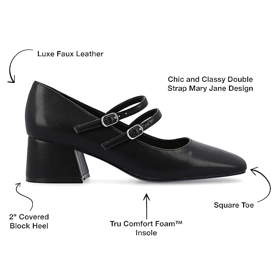 Journee Collection Nally Womens Square Closed Toe Block Heel Pumps