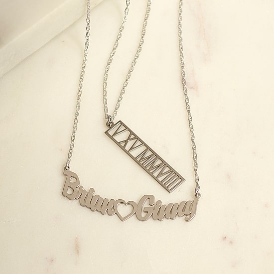 Personalized Sterling Silver Couples Name Necklace