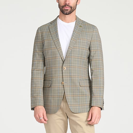 CRICKETEER™ Mens Plaid Stretch Fabric Regular Fit Sport Coat