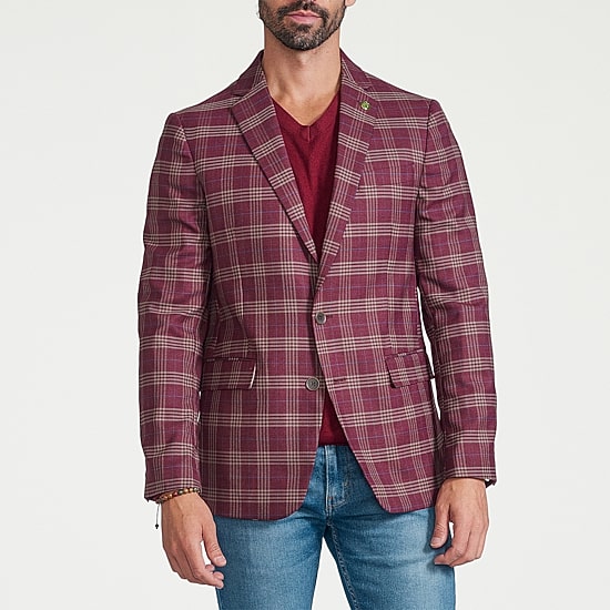 CRICKETEER™ Mens Plaid Stretch Fabric Regular Fit Sport Coat