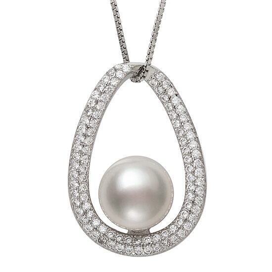 Womens White Cultured Freshwater Pearl Sterling Silver 18 Inch Pendant Necklace