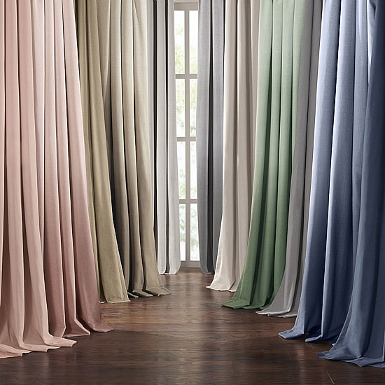 Fieldcrest Devin Flippable Ombre Cotton Chambray Rod Pocket Energy Saving 100% Blackout Single Curtain Panel