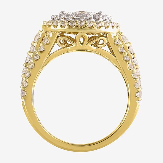 (H-I / I1) Womens 2 CT. T.W. Lab Grown White Diamond 10K Gold 10K White Gold Pear Halo Cocktail Ring