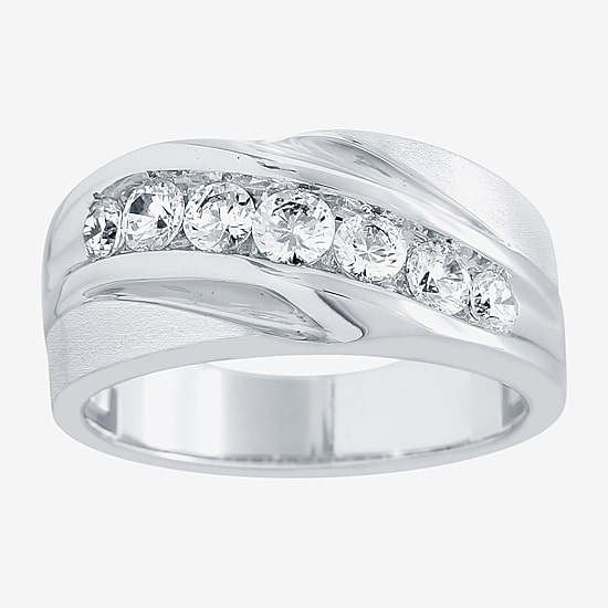 (H-I / I1) Mens 5MM 1 CT. T.W. Lab Grown White Diamond 10K Gold Wedding Band
