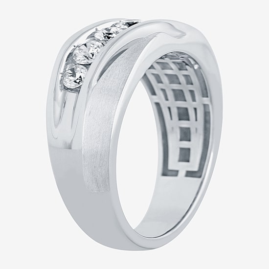 (H-I / I1) Mens 5MM 1 CT. T.W. Lab Grown White Diamond 10K Gold Wedding Band