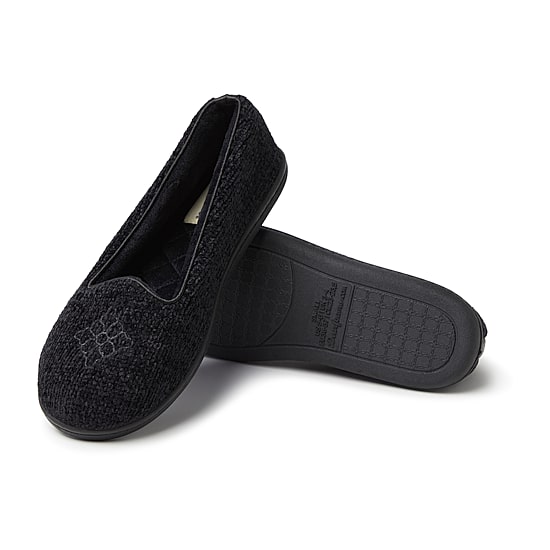 Dearfoams Rebecca Chenille Closed Back Womens Memory Foam Slip-On Slippers