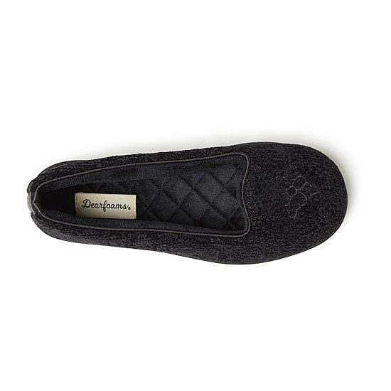 Dearfoams Rebecca Chenille Closed Back Womens Memory Foam Slip-On Slippers