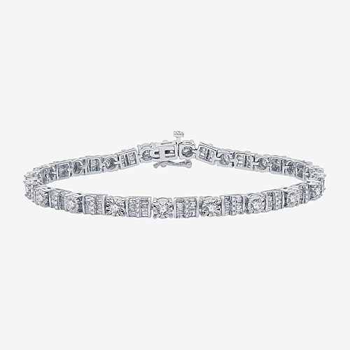 Womens 3 CT. T.W. Natural White Diamond 10K Gold 7.5 Inch Tennis Bracelet, One Size