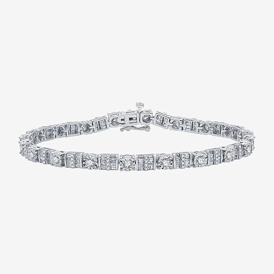 Womens 3 CT. T.W. Natural White Diamond 10K Gold 7.5 Inch Tennis Bracelet