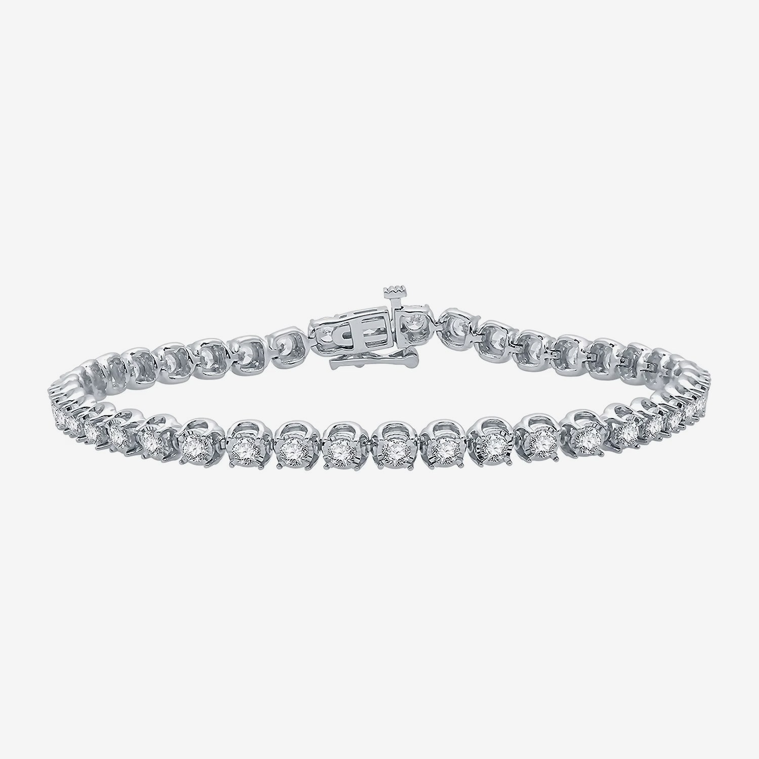 (H-I / I1) Womens 3 CT. T.W. Lab Grown White Diamond 10K Gold 7.5 Inch Tennis Bracelet