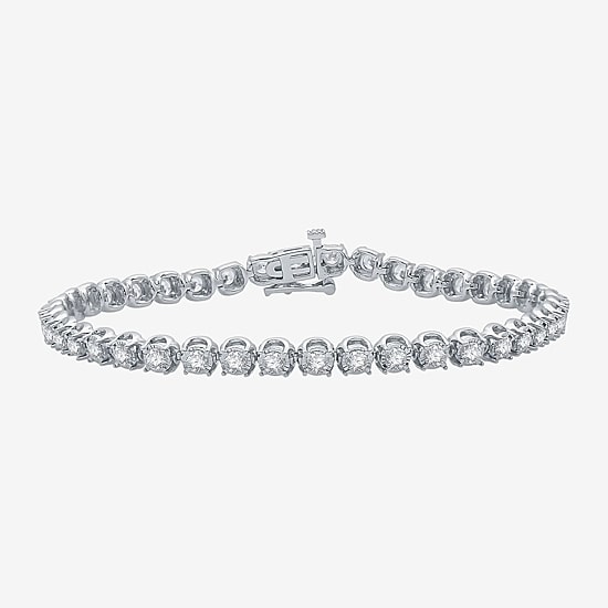 (H-I / I1) Womens 3 CT. T.W. Lab Grown White Diamond 10K Gold 7.5 Inch Tennis Bracelet