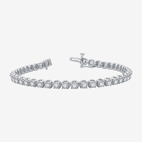 (H-I / I1) Womens 3 CT. T.W. Lab Grown White Diamond 10K Gold 7.5 Inch Tennis Bracelet