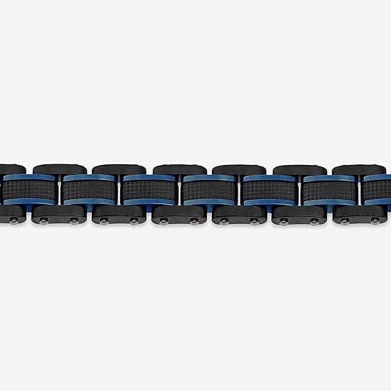 Mens Two-Tone Stainless Steel Textured Bracelet
