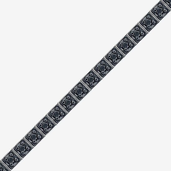 Womens 1 CT. T.W. Natural Black Diamond Sterling Silver 7.25 Inch Tennis Bracelet