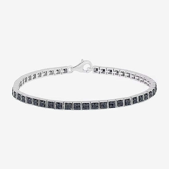 Womens 1 CT. T.W. Natural Black Diamond Sterling Silver 7.25 Inch Tennis Bracelet