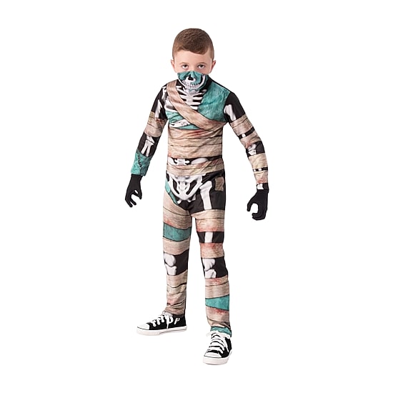 Little & Big Kid Boys Half Masked Skeleton Costume