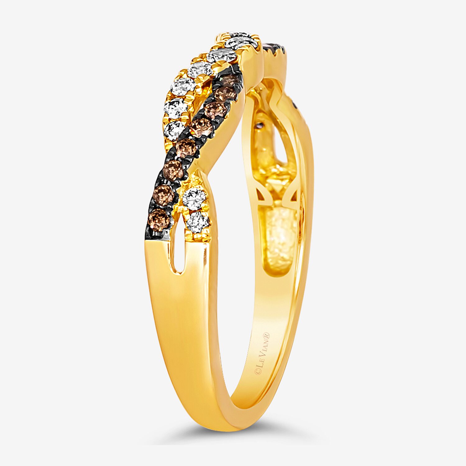 Levian Corp Le Vian Womens 1/4 CT. T.W. Natural Champagne Diamond 14K Gold Band